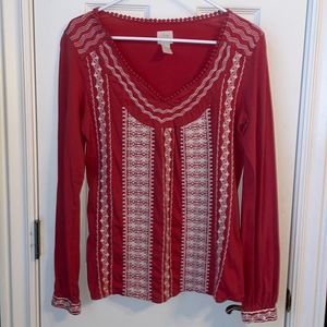 Lucky Brand Woman’s Embroidered Long Sleeve Top